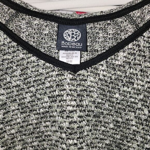 Bobeau Knit Hooded Sweater Sage Green Black Trim Semi-sheer Size M - Picture 13 of 16